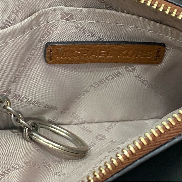 MICHAEL KORS Adele Brown Leather Zip Up Key Ring ID Wallet 5” X 3.5” - Picture 9 of 11